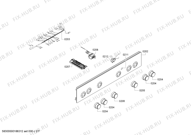 Схема №2 FRS4410GTD с изображением Ручка переключателя для духового шкафа Bosch 00636501