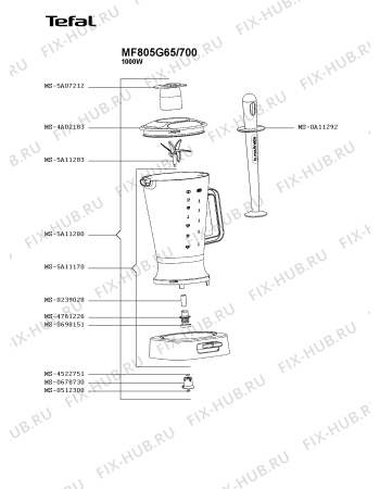 Взрыв-схема блендера (миксера) Tefal MF805G65/700 - Схема узла GP004559.2P3