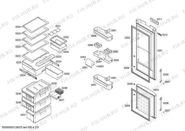 Схема №2 KGP36361 с изображением Дверь для холодильной камеры Bosch 00245719