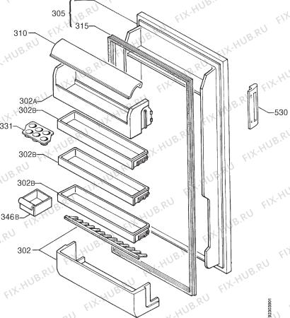 Взрыв-схема холодильника Rex RFA30 - Схема узла Door 003