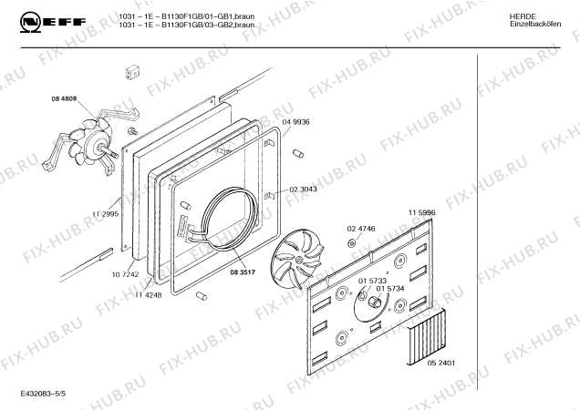 Взрыв-схема плиты (духовки) Neff B1130F1GB 10311E - Схема узла 05