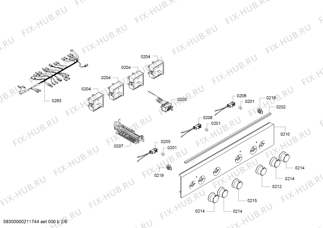 Схема №2 PHA005090 с изображением Панель управления для плиты (духовки) Bosch 11025632