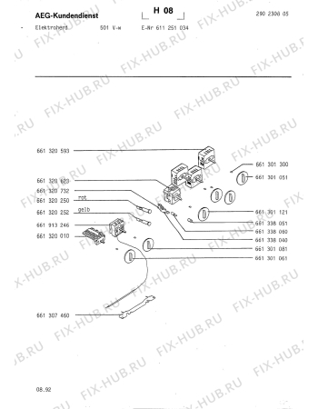 Взрыв-схема плиты (духовки) Aeg 501V-W - Схема узла Section6