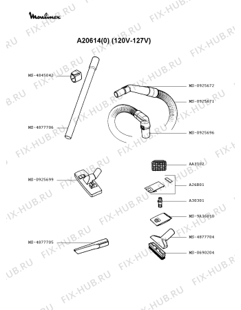 Взрыв-схема пылесоса Moulinex A20614(0) - Схема узла 2P002311.4P2