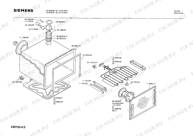 Взрыв-схема плиты (духовки) Siemens HS844237 - Схема узла 03