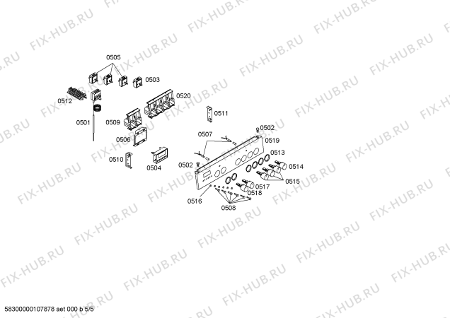 Взрыв-схема плиты (духовки) Bosch HSN853KEU - Схема узла 05