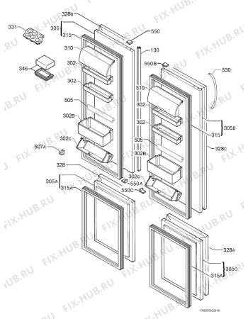 Взрыв-схема холодильника Arthurmartinelux ARO4720 - Схема узла Door 003