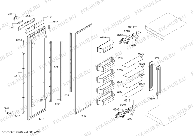 Взрыв-схема холодильника Gaggenau RF471301 - Схема узла 02