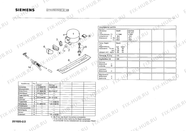 Взрыв-схема холодильника Siemens GE1438 - Схема узла 02