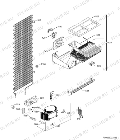 Взрыв-схема холодильника Zanussi ZBF22456SV - Схема узла Cooling system 017