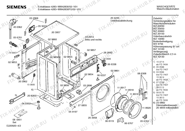 Схема №1 WM42830FG EXTRAKLASSE 4283 с изображением Панель для стиральной машины Siemens 00285590