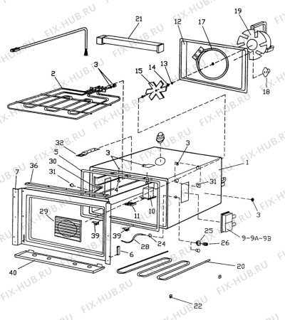 Взрыв-схема плиты (духовки) Electrolux CO5940 - Схема узла H20 Oven primary (large) D