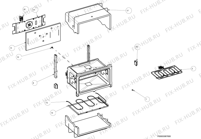 Взрыв-схема комплектующей Zanussi ZOB9990X - Схема узла Oven