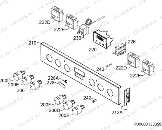 Взрыв-схема плиты (духовки) Zanussi ZOU25612XU - Схема узла Command panel 037