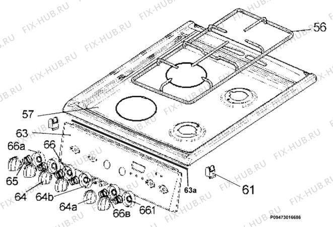 Взрыв-схема плиты (духовки) Electrolux EKC5613 - Схема узла Section 4