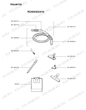 Взрыв-схема пылесоса Rowenta RO404302/410 - Схема узла LP001542.9P2
