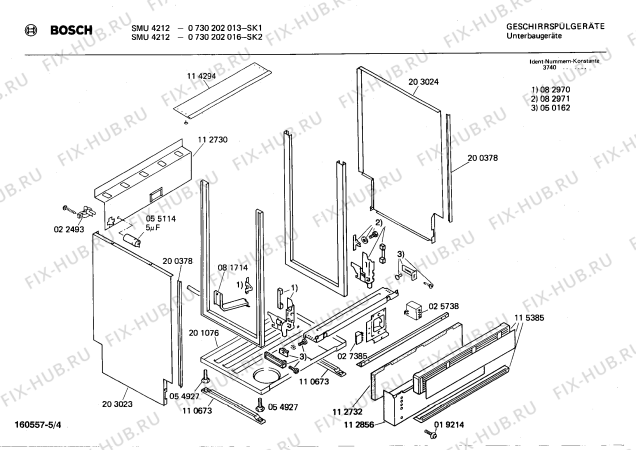 Взрыв-схема посудомоечной машины Bosch 0730202016 SMU4212 - Схема узла 04