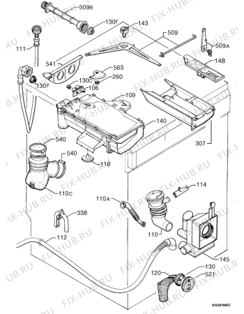 Взрыв-схема стиральной машины Zanussi Electrolux ZWD1261W - Схема узла Hydraulic System 272