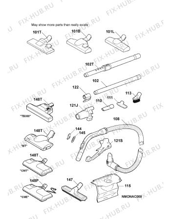 Взрыв-схема пылесоса Volta U1112 A - Схема узла Accessories