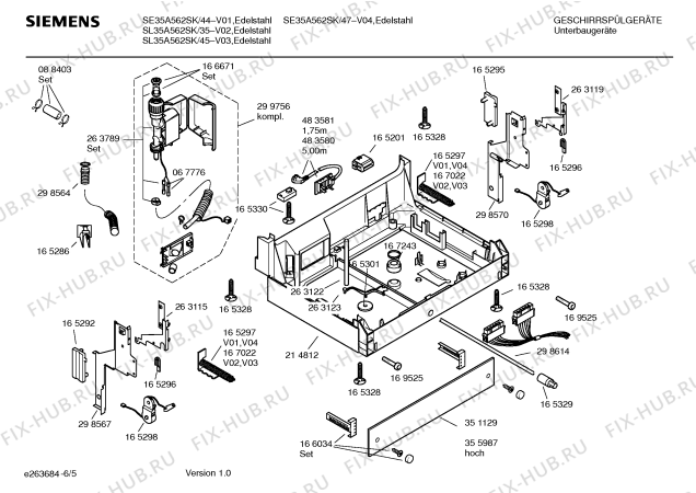 Взрыв-схема посудомоечной машины Siemens SL35A562SK - Схема узла 05