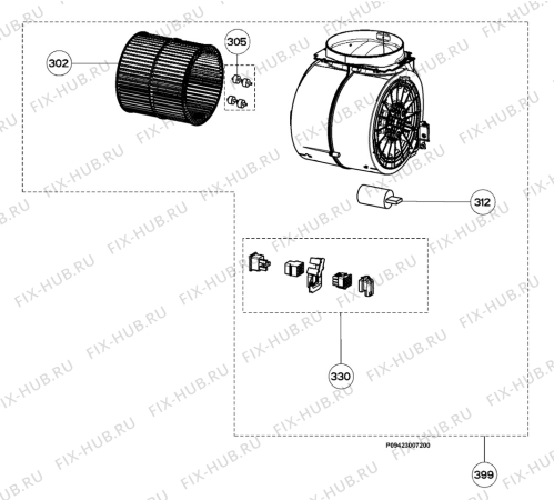 Взрыв-схема вытяжки Zanussi ZHC951X - Схема узла Motor