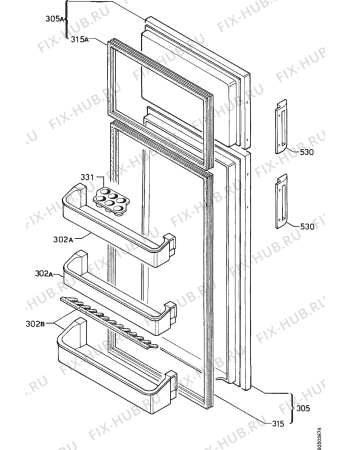 Взрыв-схема холодильника Husqvarna Electrolux QT97R - Схема узла Door 003