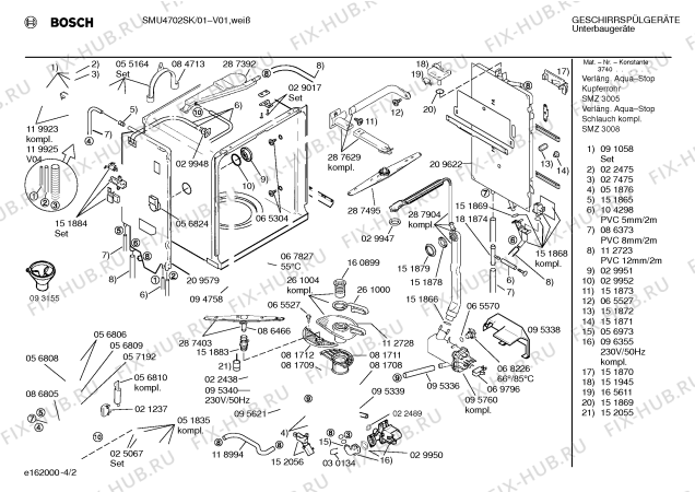 Схема №3 SMU4702SK с изображением Панель для посудомоечной машины Bosch 00288996