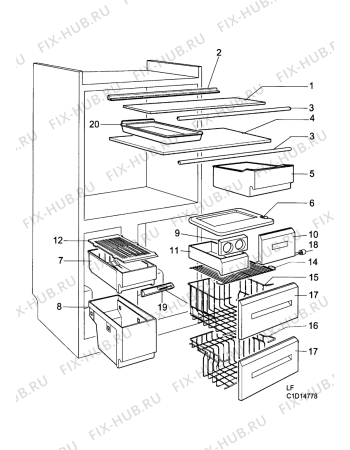 Взрыв-схема холодильника Electrolux ER9671S - Схема узла Internal parts