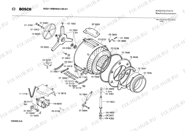 Взрыв-схема стиральной машины Bosch WMV6321 - Схема узла 04