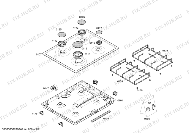 Схема №2 4ECB330B с изображением Варочная панель для плиты (духовки) Bosch 00680790