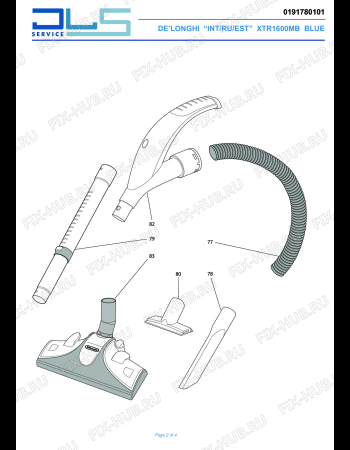 Схема №1 ROTATING BAGLESS VACUUM CLEANER XTR1600MB с изображением Колесо для электропылесоса DELONGHI 5319113981