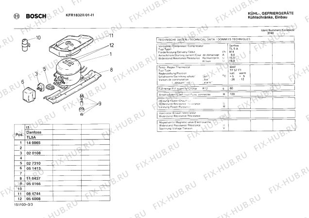 Взрыв-схема холодильника Bosch KFR1832II - Схема узла 03