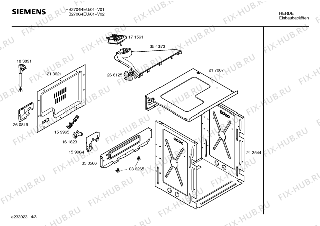 Взрыв-схема плиты (духовки) Siemens HB27044EU - Схема узла 03