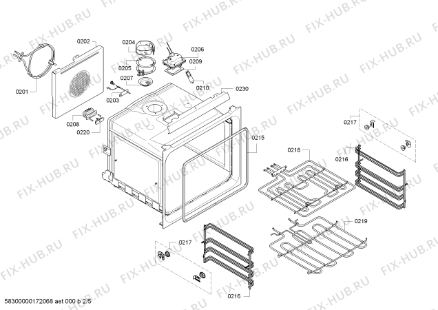 Взрыв-схема плиты (духовки) Gaggenau BOP210100 - Схема узла 02