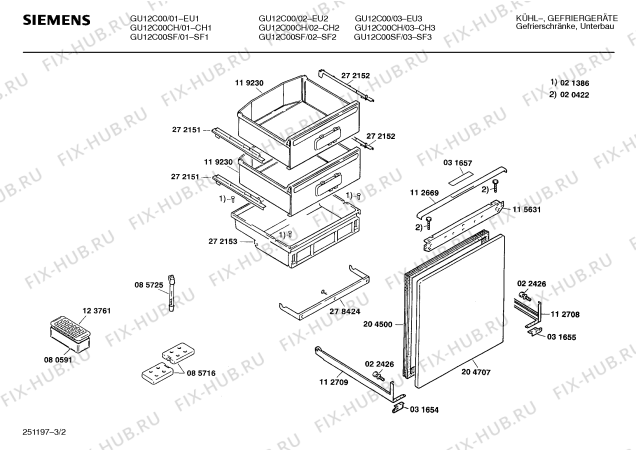 Взрыв-схема холодильника Siemens GU12C00CH - Схема узла 02