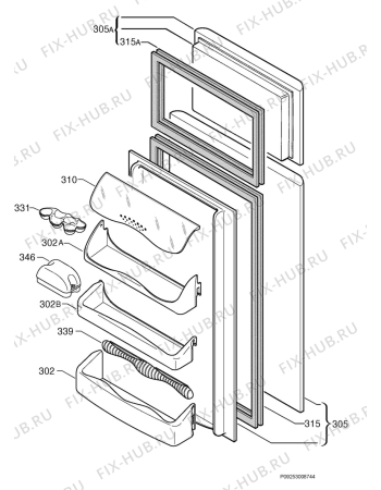 Взрыв-схема холодильника Zanussi Z52/6W - Схема узла Door 003