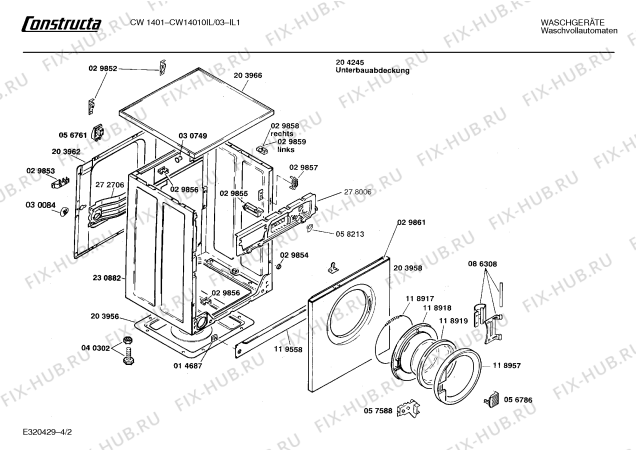 Взрыв-схема стиральной машины Constructa CW14010IL CW1401 - Схема узла 02
