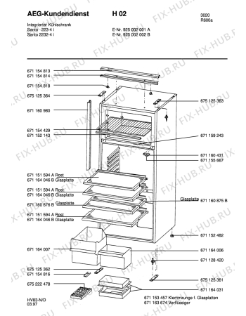 Взрыв-схема холодильника Aeg S2232-4 I - Схема узла Housing 001
