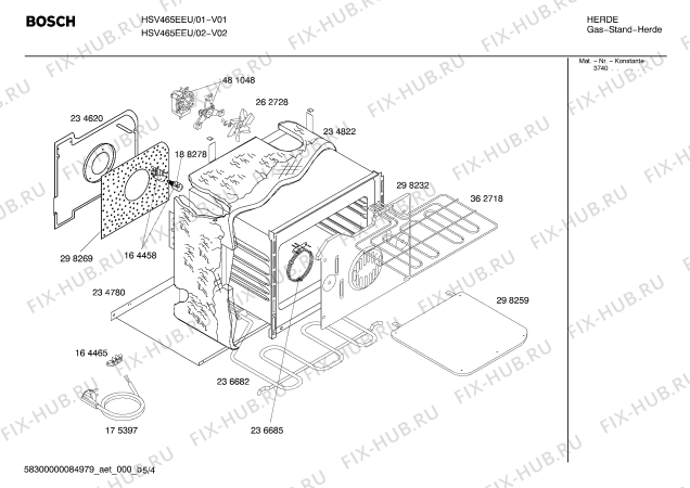 Схема №1 HSV458KEU Bosch с изображением Кабель для духового шкафа Bosch 00484282