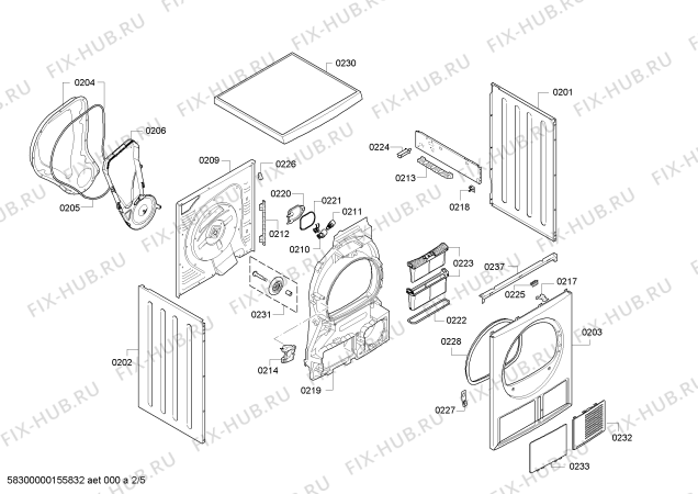 Взрыв-схема сушильной машины Bosch WTW86560GB - Схема узла 02