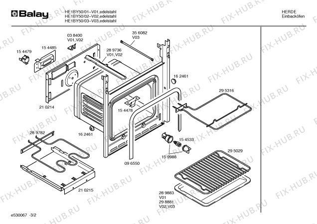 Схема №2 HE1BY50 с изображением Панель для плиты (духовки) Bosch 00295297