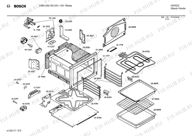 Схема №2 HSN202AEU с изображением Инструкция по эксплуатации для плиты (духовки) Bosch 00518188