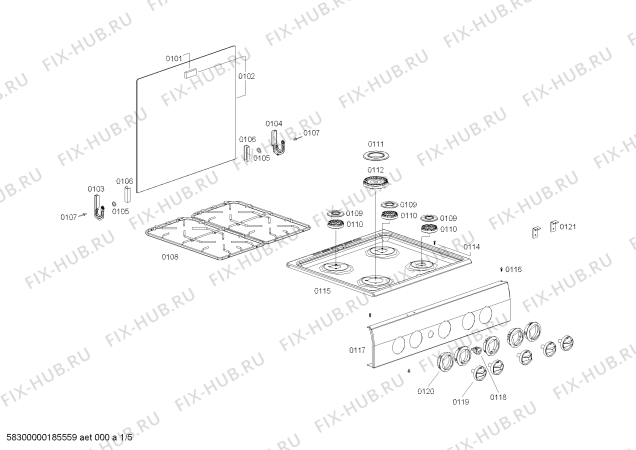 Схема №1 FP101I19SC COCINA COLDEX IMPERIA INOX L60 220V с изображением Передняя панель для электропечи Bosch 00773240