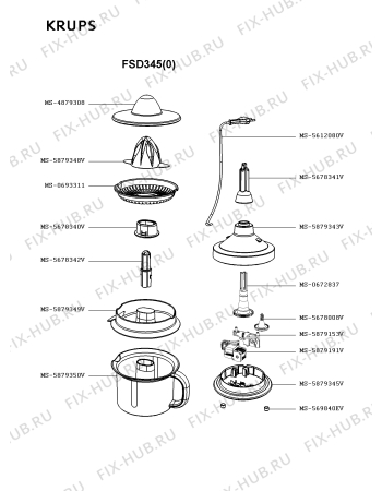 Схема №1 FSD345(0) с изображением Цитрус-пресс для соковыжималки Krups MS-5879348V