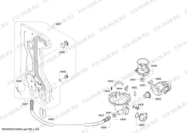 Взрыв-схема посудомоечной машины Bosch SMU50E65AU - Схема узла 04