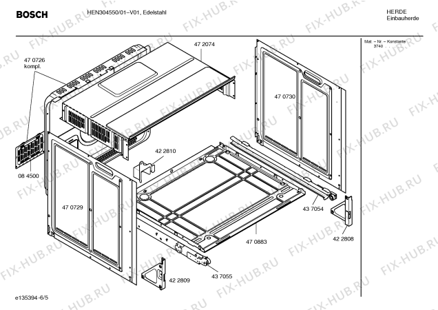 Взрыв-схема плиты (духовки) Bosch HEN304550 - Схема узла 05