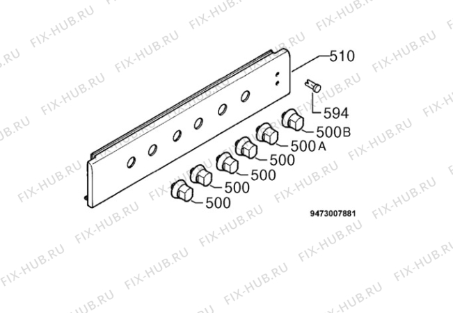 Взрыв-схема плиты (духовки) Electrolux EKE6720W - Схема узла Command panel 037