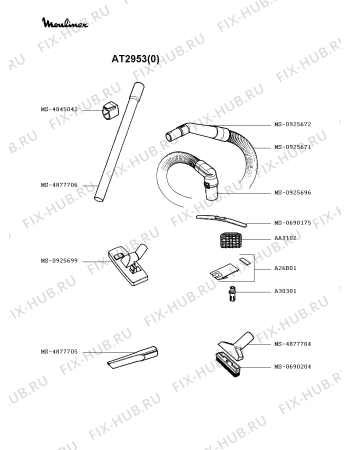 Взрыв-схема пылесоса Moulinex AT2953(0) - Схема узла OP002331.6P2