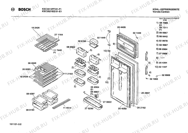 Взрыв-схема холодильника Bosch KSC3521EE - Схема узла 02