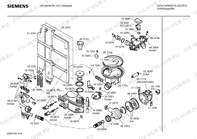 Взрыв-схема посудомоечной машины Siemens SE34658 Extraklasse - Схема узла 04